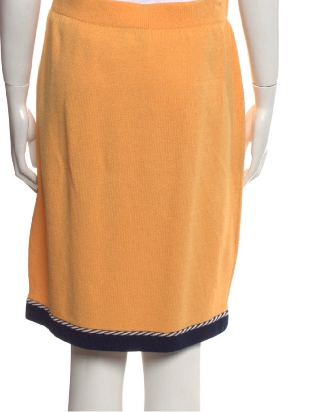 St. John Collection Santana Knit Colorblock Skirt Suit – Yellow & Navy – Size M - Picture 9 of 10